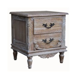 Weathered 2 Drawer Bedside Table