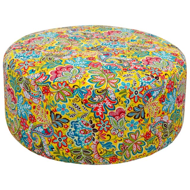 Simmon 90cm W Round Floral Pouffe