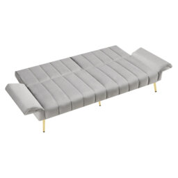 2 Seater Velvet Sofa Bed with Adjustable Backrest and Armrest Green