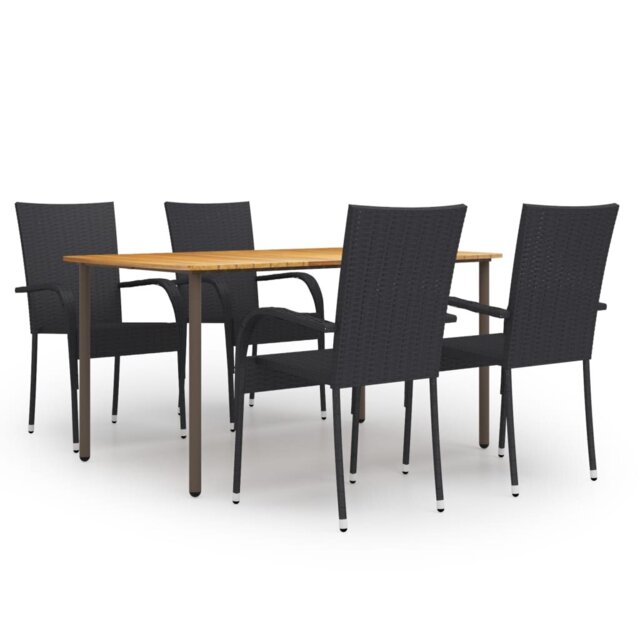 Rosalind Wheeler 5 Piece Garden Dining Set Poly Rattan Grey