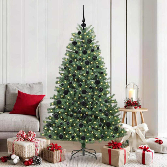 Artificial Hinged Christmas Tree Green PVC and Metal