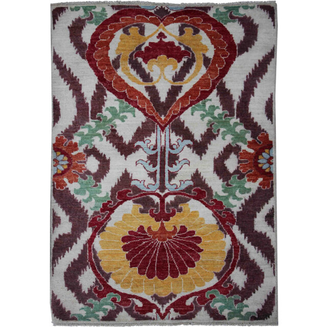 Geometric Hand Knotted 95cm X 143cm Area Rug