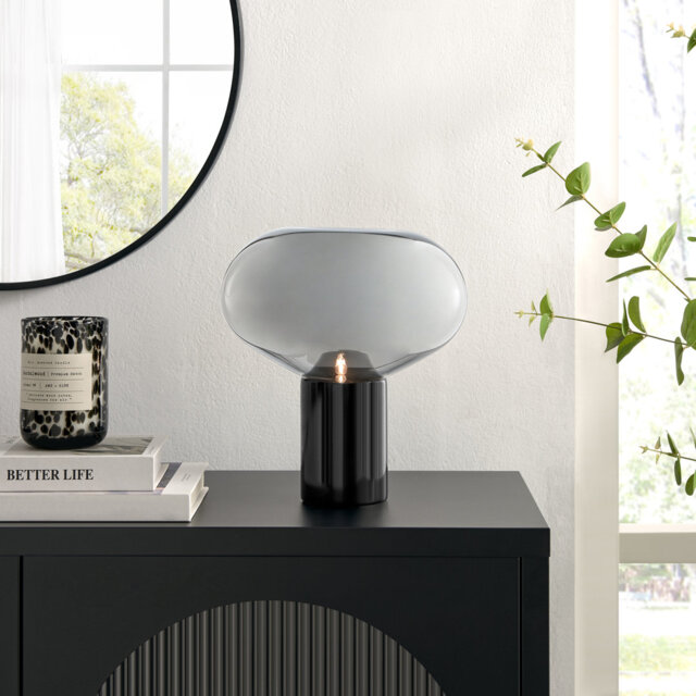 Brittine Frosted Glass & Metal Base Table Lamp - Sleek Modern Design Desk Lamp
