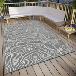 Pangli Machine Woven Matt Brushed Nickel/White Indoor/Outdoor Rug
