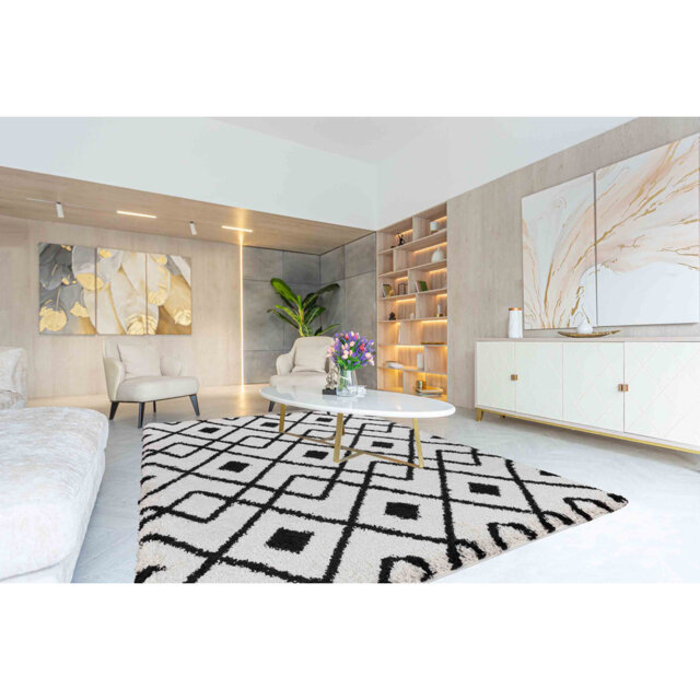 Robby Shaggy Black/Beige Indoor/Outdoor Rug