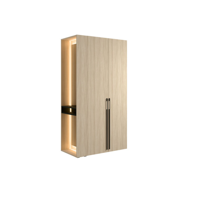 BARCELONA 97 - 2D WARDROBE WITH EXTENSION BOARD WITH MIRROR AND SHELVES PD3133 BARISTA OAK PU1001 BLACK ONYX 97-FSC B