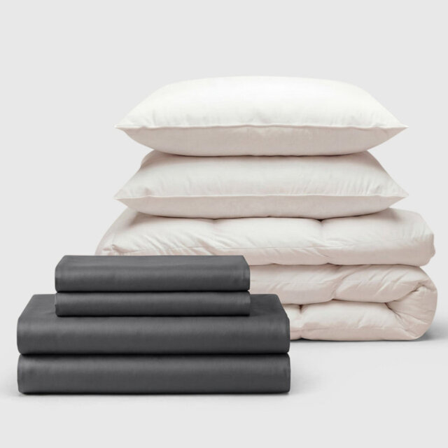 100% Cotton Sateen 460 Thread Count Bedding Set with Duvet and 2 Pillows