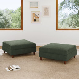 Rothsay Solid-Color Square Corduroy Ottoman(Set Of 2)