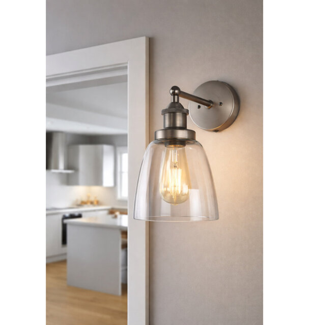 Wayland 1 - Light Dimmable Industrial Style Switched Armed Sconce Wall Light