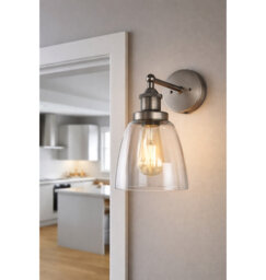 Wayland 1 - Light Dimmable Industrial Style Switched Armed Sconce Wall Light