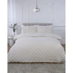 Luxury Check Teddy Fleece Polyester Chequered Duvet Cover Set with Pillowcases Included