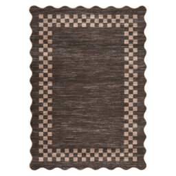 Scalloped Area Rug Washable Rugs for Living Room, Modern Border Throw Floor Carpet for Bedroom Non Slip Mat with Rubber Back Nursery Rug for Dining Ro