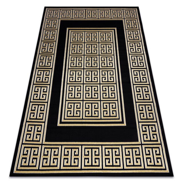 This modern GLOSS rug is perfect for the living room, bedroom, study, elegant, glamorous, Greek black / gold