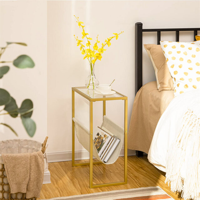 Agamjit 40cm W Iron Bedside Table