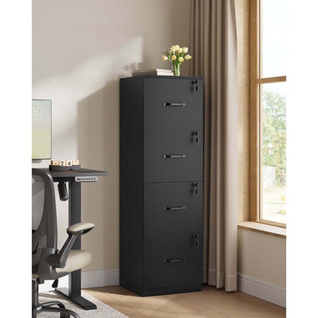 File Cabinet, Filing Cabinet For Home Office, Printer Stand, With 4 Lockable Drawers, Adjustable Hanging Rails, For A4 And Letter-Size Files