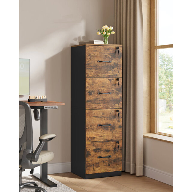 File Cabinet, Filing Cabinet For Home Office, Printer Stand, With 4 Lockable Drawers, Adjustable Hanging Rails, For A4 And Letter-Size Files