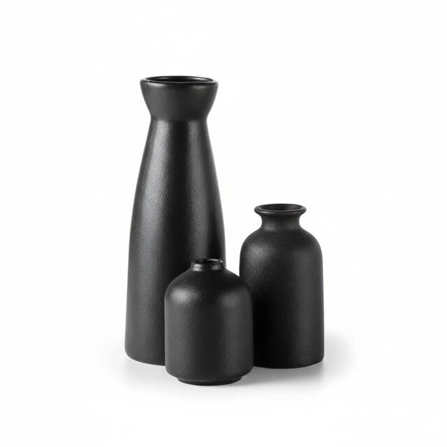 "3Pcs 8.3"" Boho Ceramic Vases, Distressed Decor for Table & Shelf"