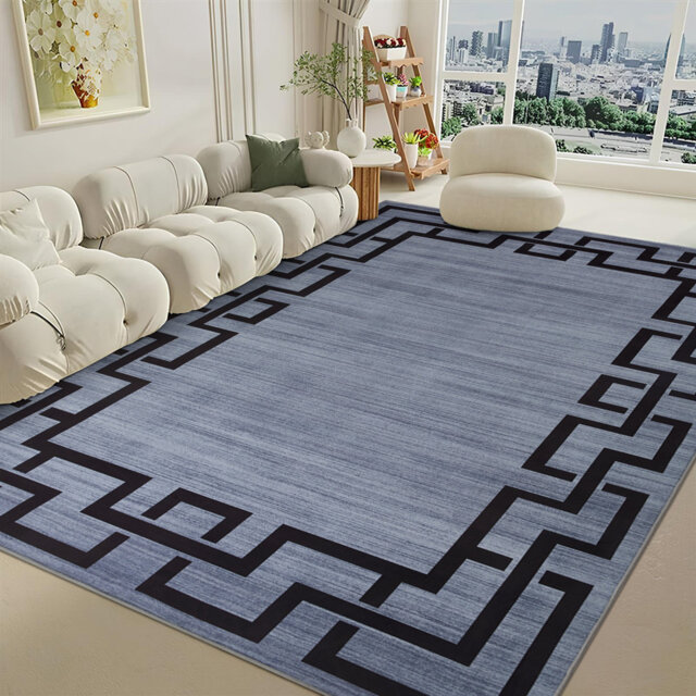 Enrica Polypropylene Grey/Black Area Rug, Bedroom, Hallway Rug