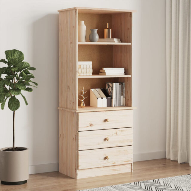Aaleayah 142cm H x 60cm W Solid Wood Standard Bookcase
