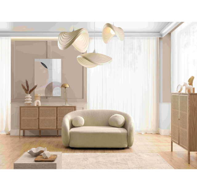 Roundi BouclÃ© 2 Seater Sofa Luxury and Modern Collection Curved Loveseat