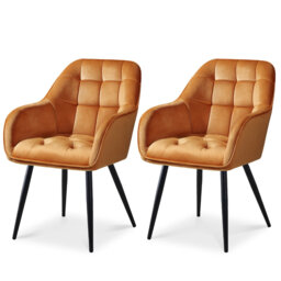 ELUCHANG Kitchen Dining Chair Set of 2 with Arms, Backrest, Velvet Thick Padded Upholstered, Vanity Chair, for Dining Room, Living Room, Dressing Tabl