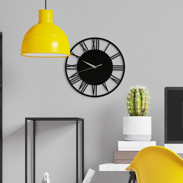 Deneen Acrylic Gloss Roman Wall Clock Black 30cm