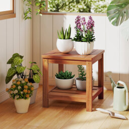 Patio Side Table Indoor Outdoor Square Coffee Table Solid Wood