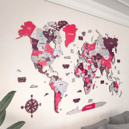 3D Wooden World Map Wall Art with Flag Stickers â Large Wood Map DÃ©cor & Travel Tracker for Living Room, Office & Study