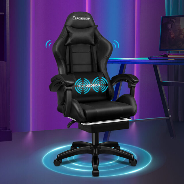 Office Chair Massage Padded Recliner Footrest Swivel Computer Gaming