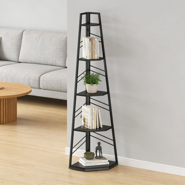 159.5cm H x 36.5cm W Metal Corner Bookcase