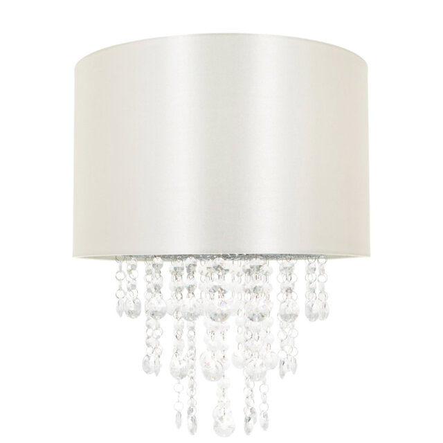 Modern Satin Fabric Pendant Light Shade with Acrylic Droplets