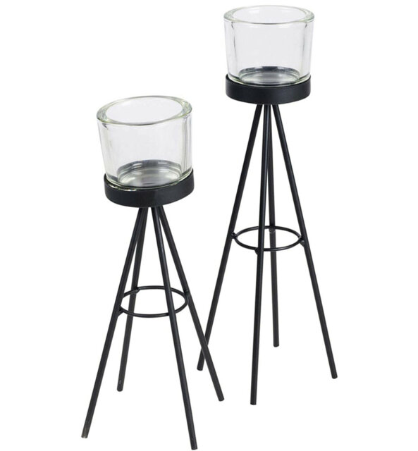 2 Piece Metal Tealight Holder Set