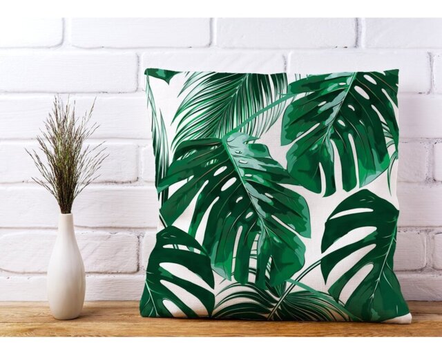 Trocadero Tropical Jungle Leaf Floral Scatter Cushion with Filling