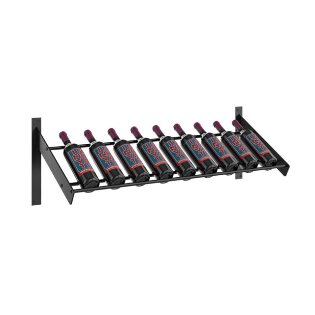 Wine Wall Presentation Row Wine Rack (9 Bottles, Matte Black Frames With Matte Black Rods)