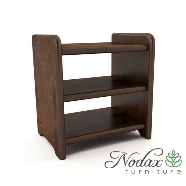 Nodax Bedside Cabinet Table For Bedroom - Elegant 3-Shelf Wooden Bedside Unit Nightstand Table (B5)