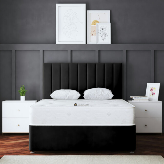 Amelia Upholstered Panel 4 Draw Divan Bed with Headboard