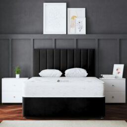 Amelia Upholstered Panel 4 Draw Divan Bed with Headboard