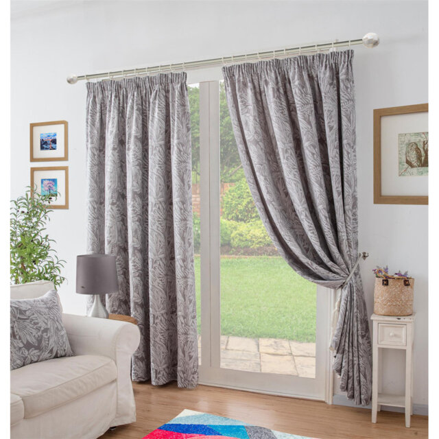 Zamora Chenille Jacquard Pencil Pleat Curtains Pair
