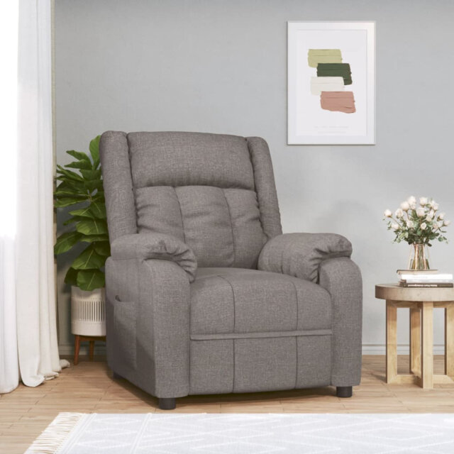 Recliner Chair Light Grey Fabric