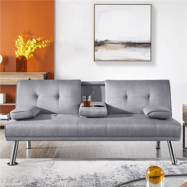 Colour 3-Seater Convertible Futon Sofa Bed