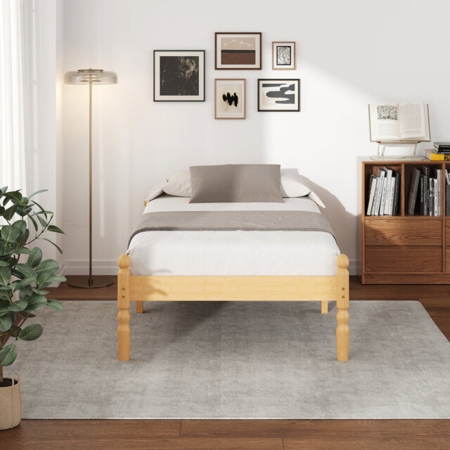 Natural Bamboo Bed Frame with Slatted Base, Minimalist Wooden Platform Bed, Strong Support, Easy Assembly, No Box Spring Required