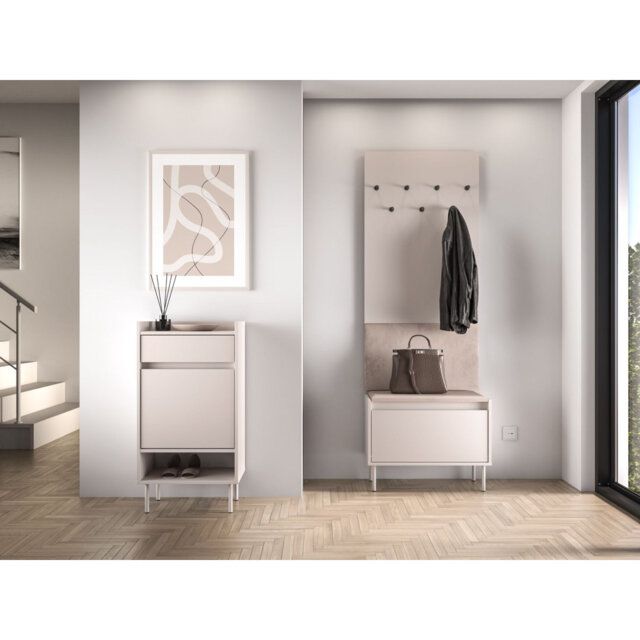 Shoe Cabinet Dioce with Flap Door and Seat 69 cm Cashmere