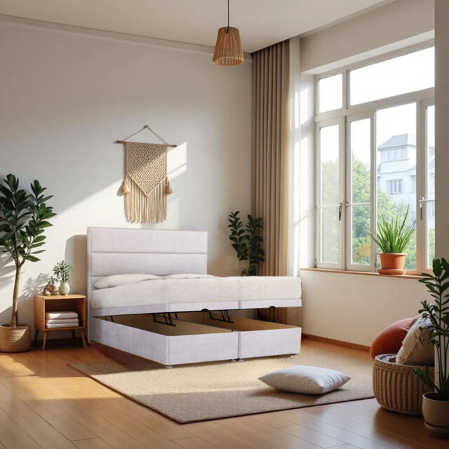 Upholstered Divan Bed with Mattress