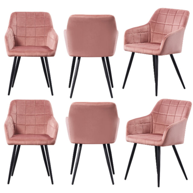 Yerres Modern Velvet Dining Chairs - Ergonomic Curved Back with Metal Legs - Armchair for Dining Room Kitchen Living Room