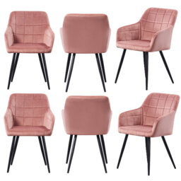 Yerres Modern Velvet Dining Chairs - Ergonomic Curved Back with Metal Legs - Armchair for Dining Room Kitchen Living Room