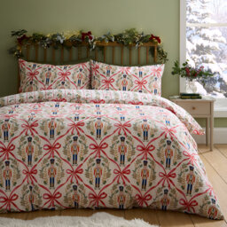 Christmas Nutcracker Bows Reversible Duvet Cover Set