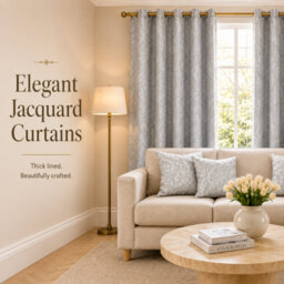 MHG Living Eyelet 100% Cotton Curtains - 2 Panels - Darkening Jacquard Curtain Pair for Bedroom & Living Room