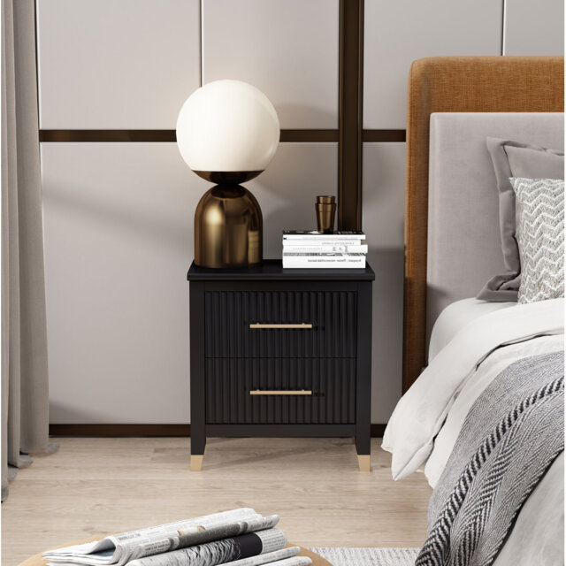 Pratts 50cm W Solid + Manufactured Wood Bedside Table
