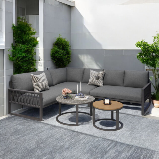 Outdoor Conversation Sets For 6-7 People With Galvanized Iron Frame Corner Sofa
