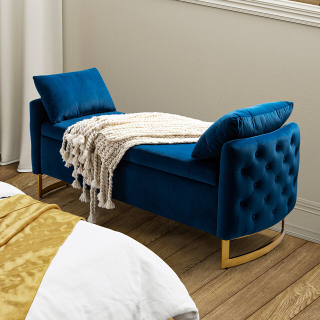 Ageet Modern Velvet Flip Top Storage Bench